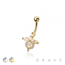 316L SURGICAL STEEL MULTI CZ LILLY FLOWER LACE NON DANGLE BELLY BUTTON NAVEL RING 